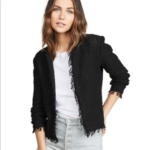 IRO Shavani Black Boucle Fringe Knit Jacket Small EUC